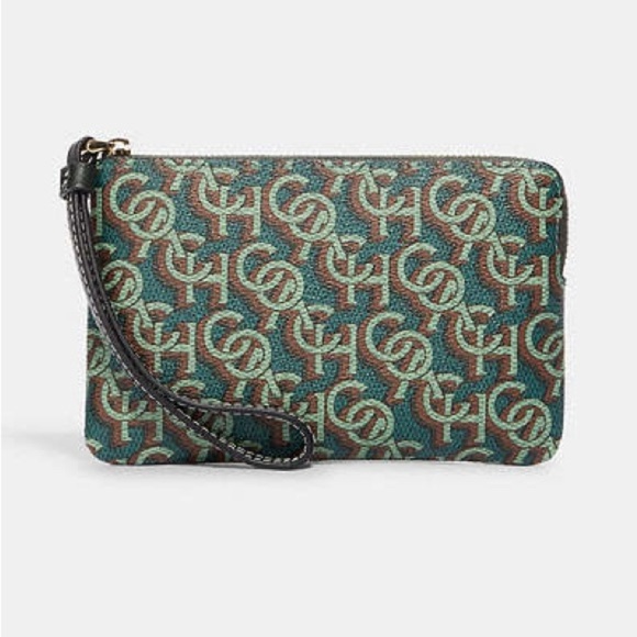 Corner Zip Wristlet With Coach Monogram Print- NWT - Picture 2 of 5